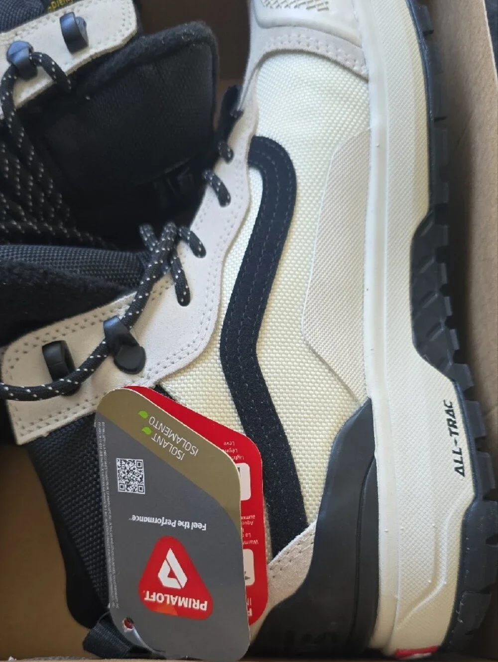 Vans All-TRac High-Top Sneakers in Cream & Black